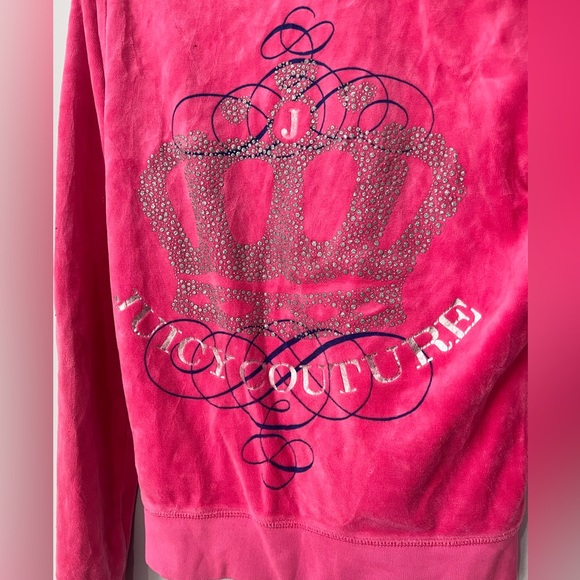 Juicy Couture Pink Velour Pink Zip Up Sweatshirt Large - Picture 4 of 5